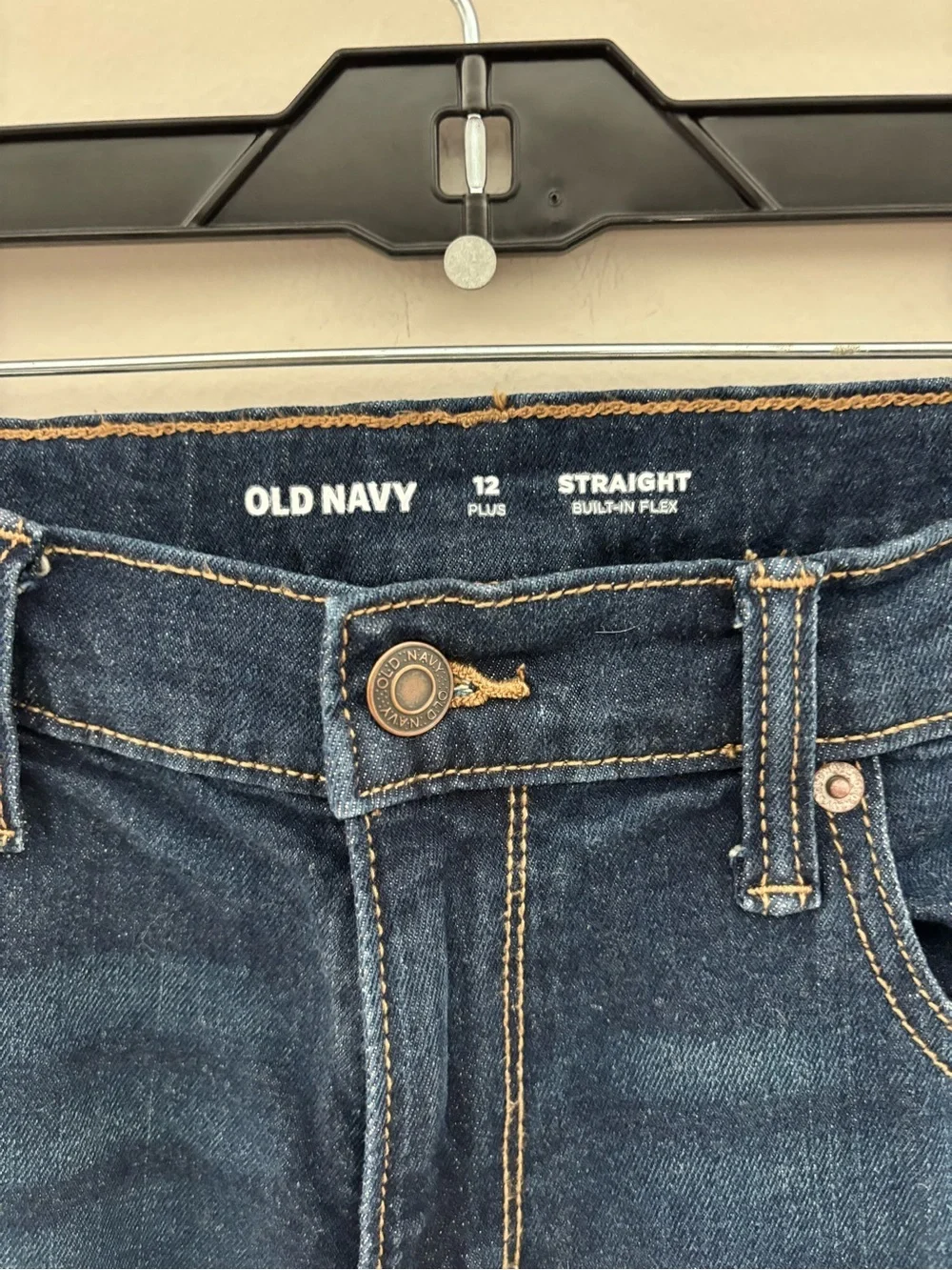 Old Navy Boys Straight Built-In Flex Jeans Size 12 Plus Dark Wash Denim